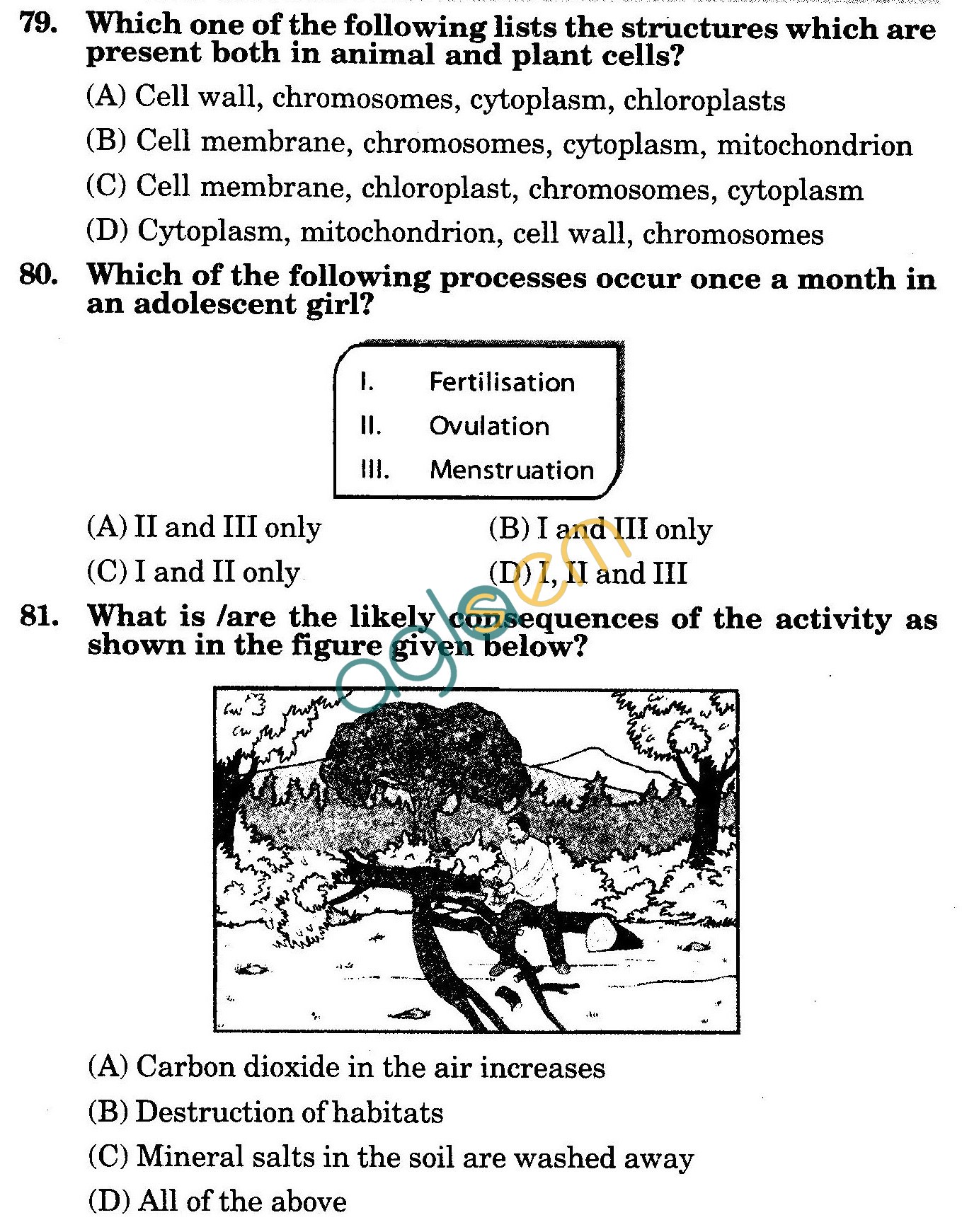 NSTSE 2010: Class VIII Question Paper with Answers - Biology