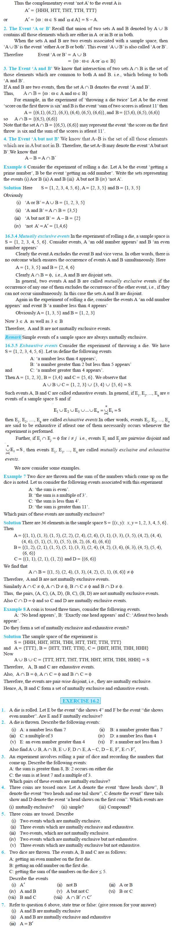 NCERT Class XI Mathematics Chapter 16 – Probability