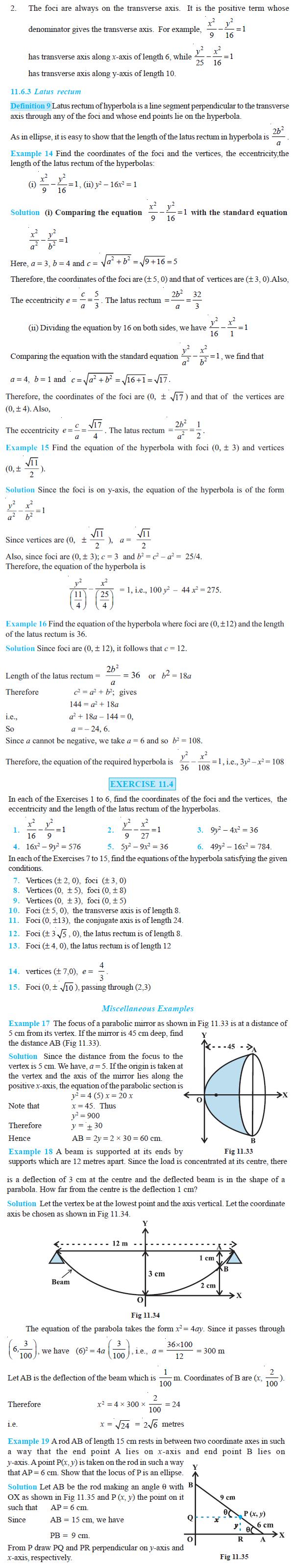 NCERT Class XI Mathematics Chapter 11 – Conic Sections