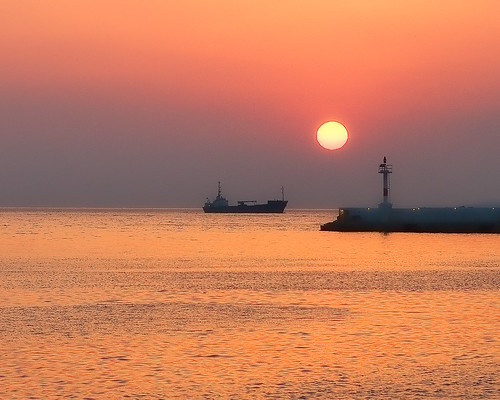ocean sunset port ship greece freighter mikonos fri egeo wateretsy