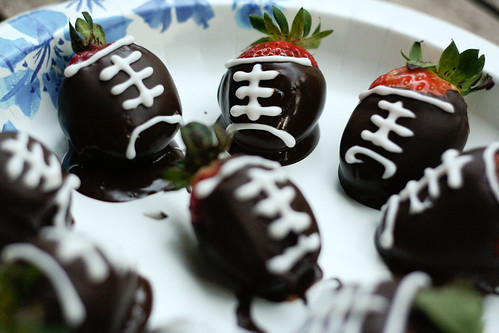chocolate-covered strawberry footballs