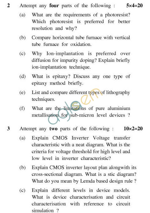AKTU B.Tech Question Paper - TEC-603-VLSI-Technology & Design