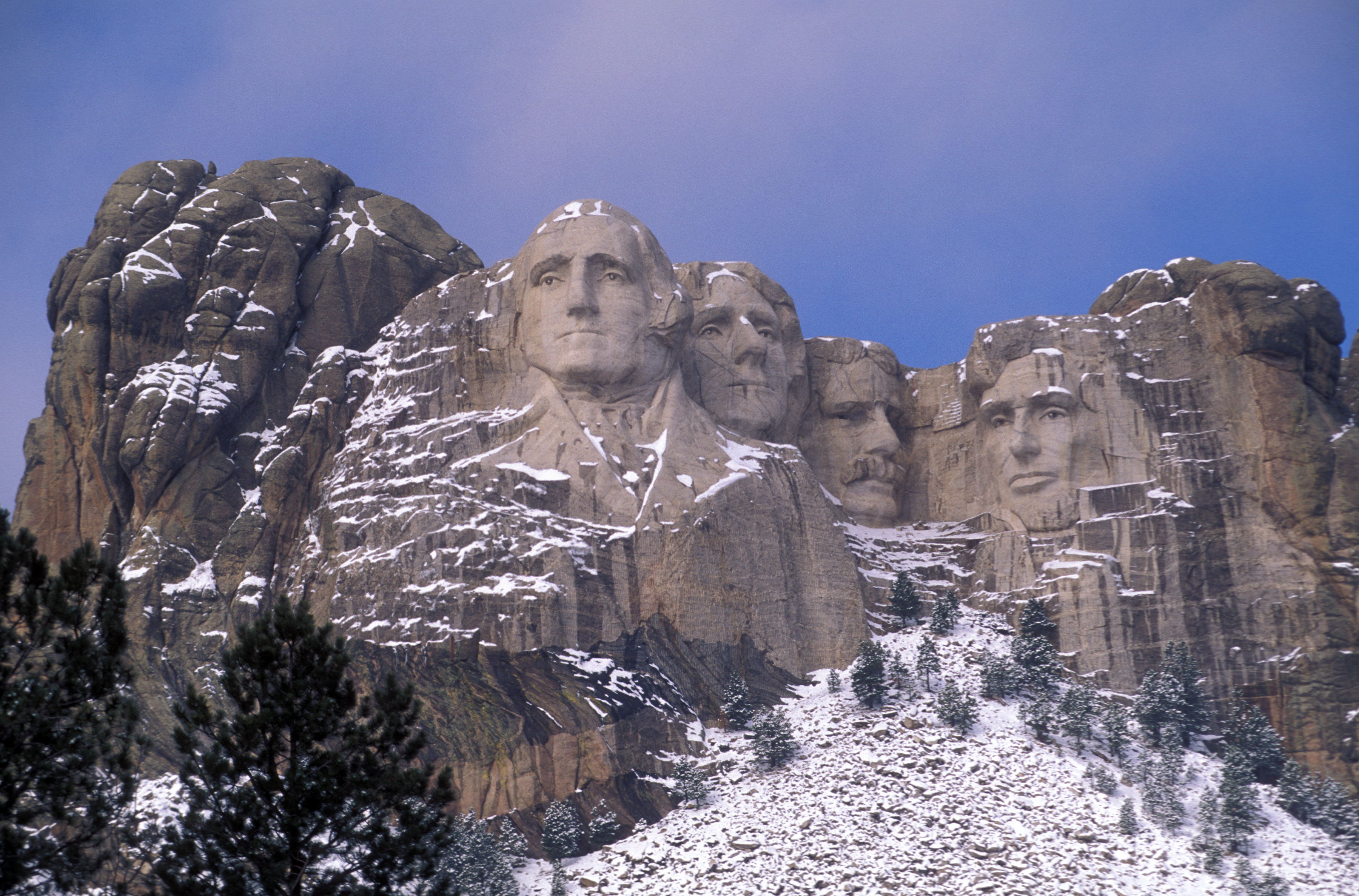 Mount Rushmore in the Snow