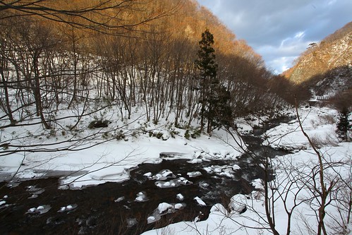 winter snow mountains river miyagi tohoku akiu