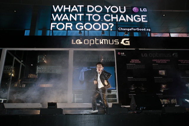  Little Psy performing his original song, Showtime,  at the opening of LG’s G-Café