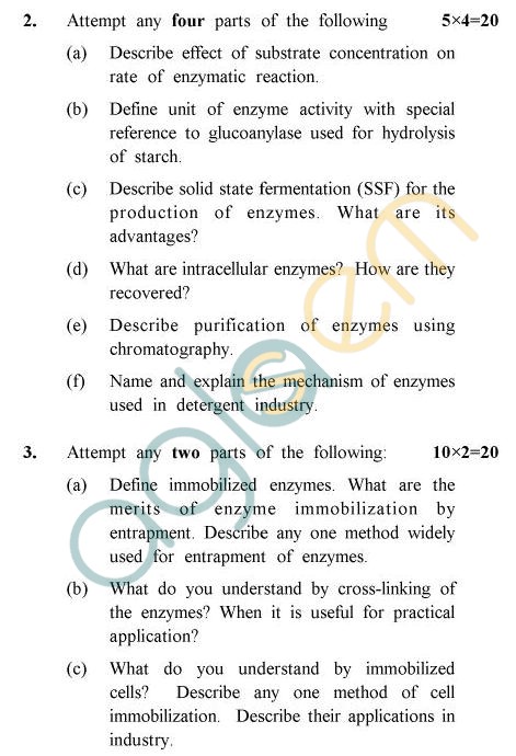 UPTU B.Tech Question Papers - BE-803 - Enzyme Engineering