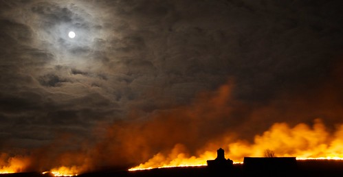 moon silhouette landscape fire carningli newportpembrokeshire