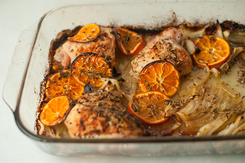 roasted chicken with clementines and orange juice