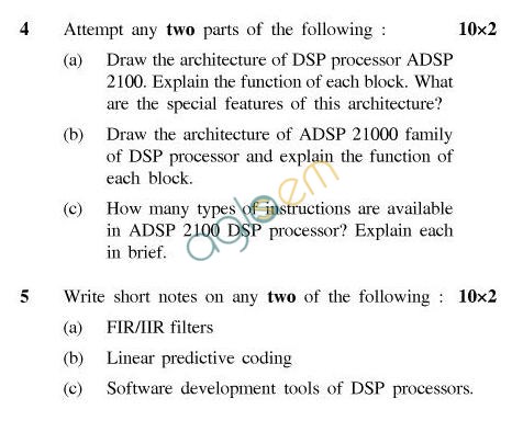 UPTU B.Tech Question Papers - EC-034-Architecture & Applications of Digital Signal Processors