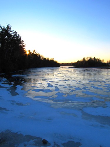 trees winter sunset ice river frozen michigan january northern drifts alpena