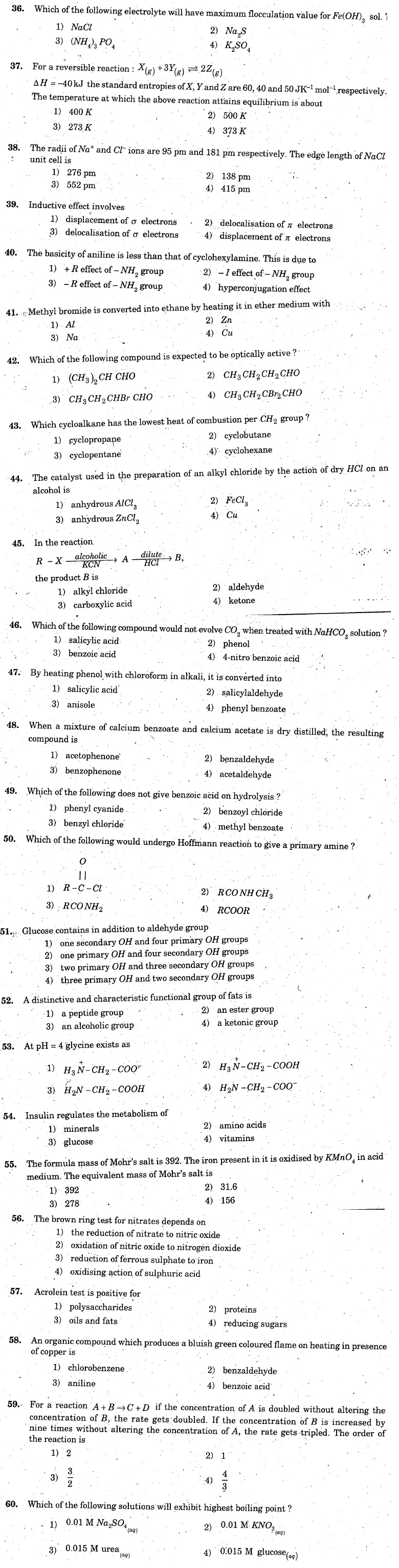 KCET 2006 Question Paper - Chemistry