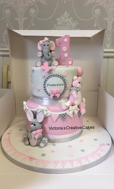 Cute 1st Birthday Cake by Victoria Lane of Victoria's Creative Cakes