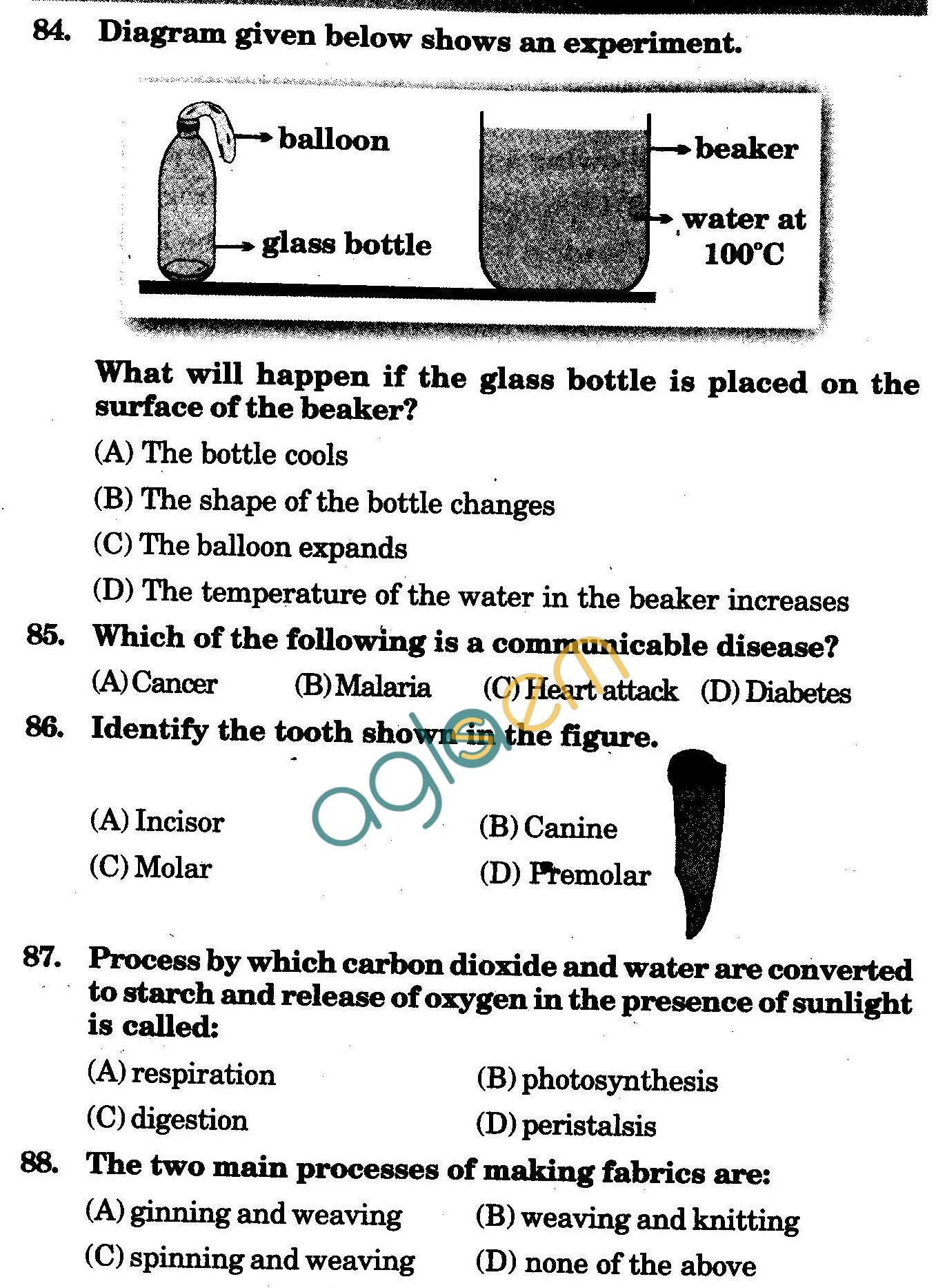 NSTSE 2009 Class IV Question Paper with Answers - Science