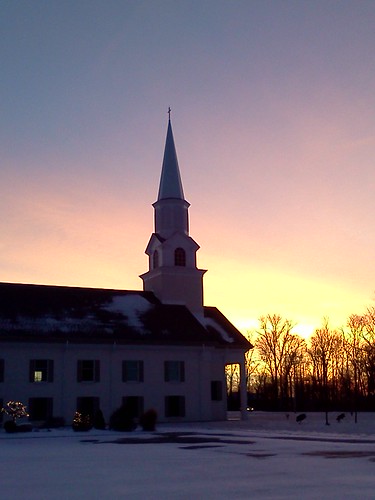 cameraphone winter ohio snow cold church sunrise steeple bellbrook 24365 flickrandroidapp:filter=none kkfrombb jan2013 365moments2013 24jan2013