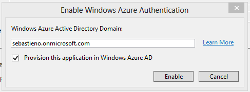 Wizard Enable Windows Azure Authentication...