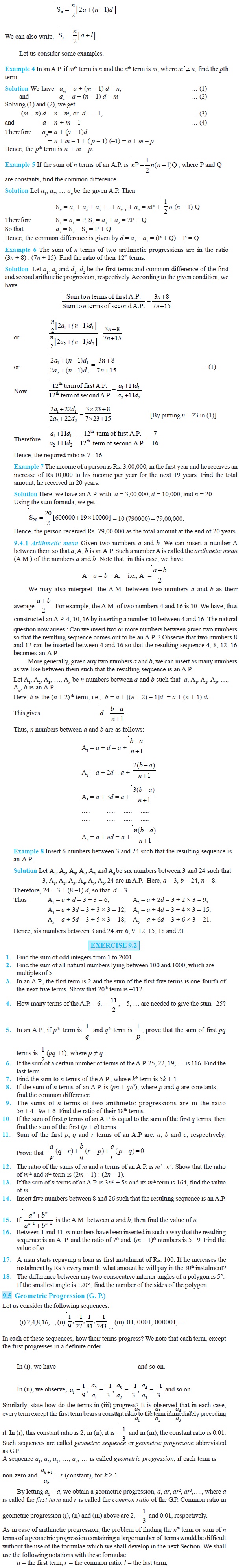 NCERT Class XI Mathematics Chapter 9 – Sequences and Series