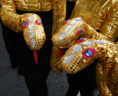 Chinese New Year Parade: Dancers Showing Off their Snake Gloves
