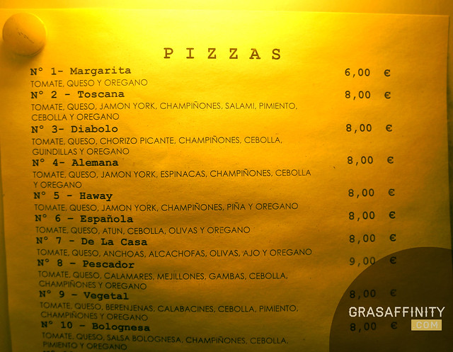 Carta Pizzeria Alemana // Grasaffinity