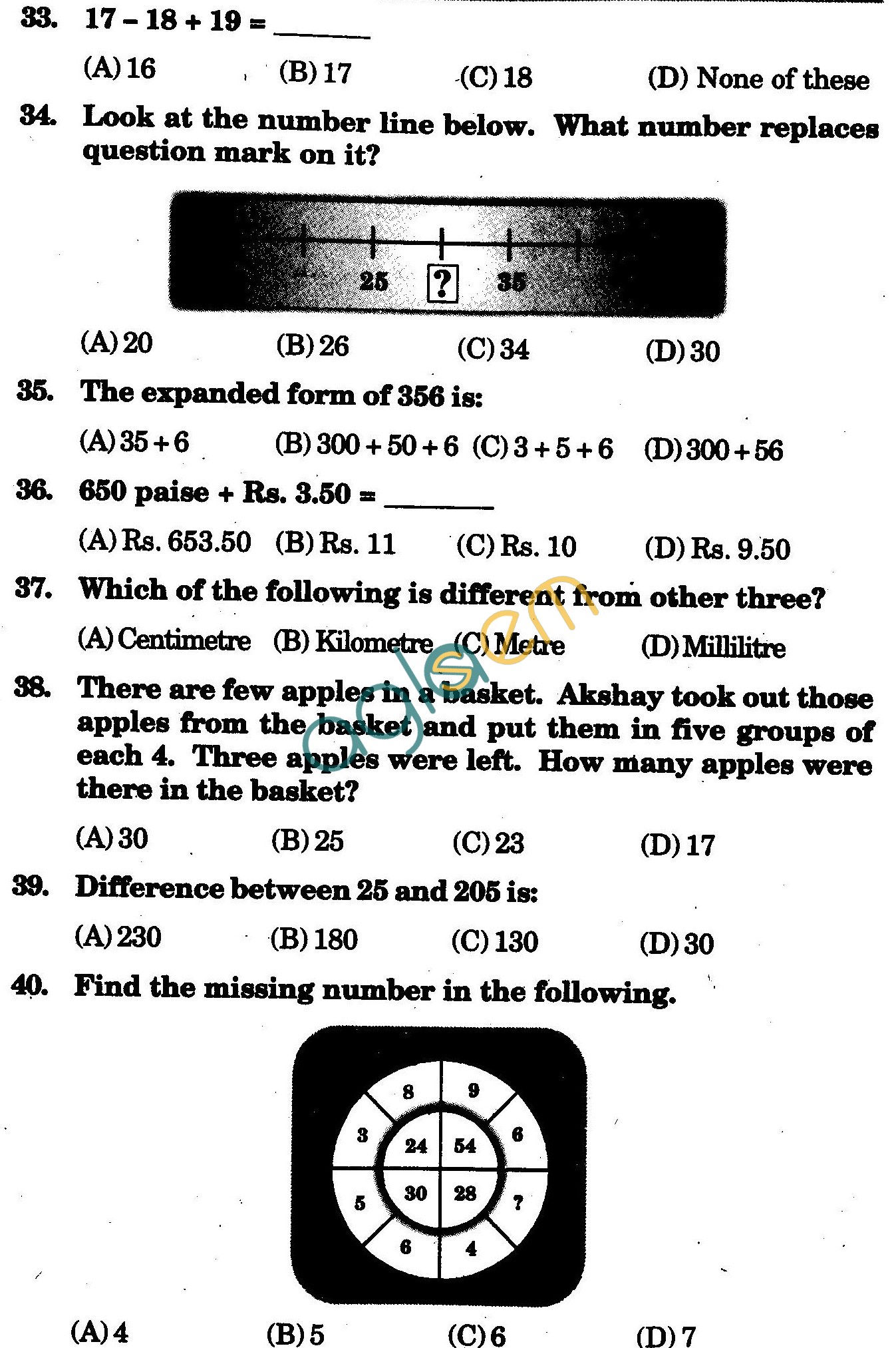 NSTSE 2009 Class III Question Paper with Answers - Mathematics