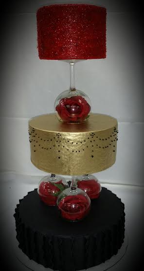 Gold and Red Cake by Tashina Coronel of Sweets-By-Shina