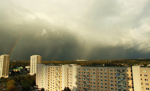 light sky storm clouds rainbow view poland polska bloki poznań widok tęcza chmury niebo burza rataje
