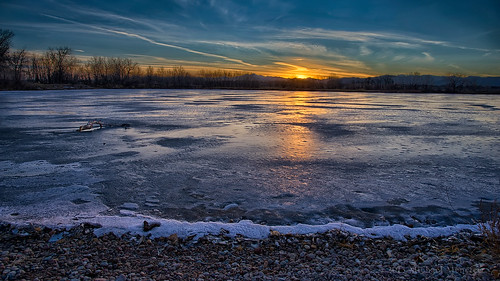 winter sunset lake ice nature landscape frozen pond nikon colorado fortcollins co sns openspace cinematic 169 hdr icey ftc clff warmcool d700 arapahobend arapahoebend