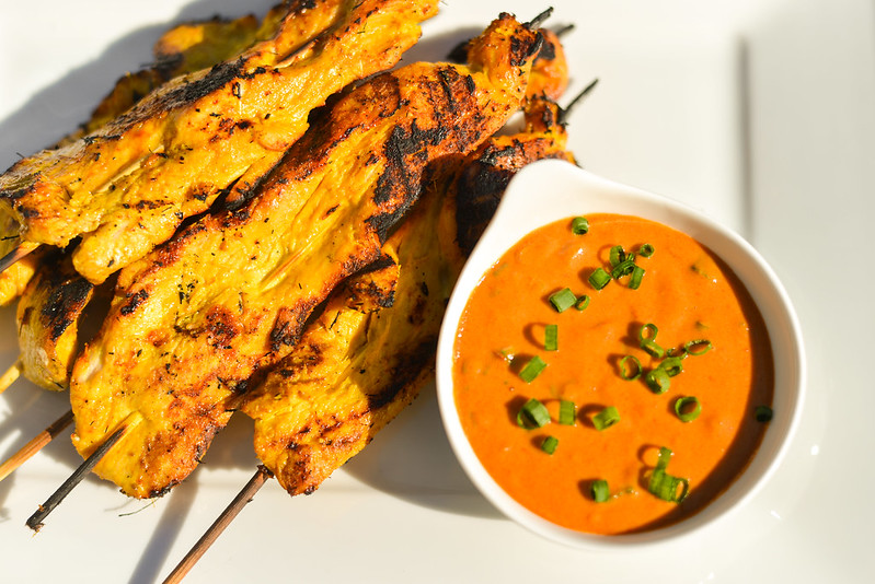 Thai Chicken Satay with Spicy Peanut Dipping Sauce