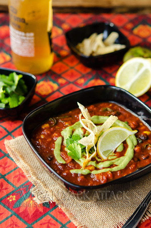 Vegan Loaded Enchilada Soup with Creamy Tomatillo Sauce - Delicious, comforting and satiating!
