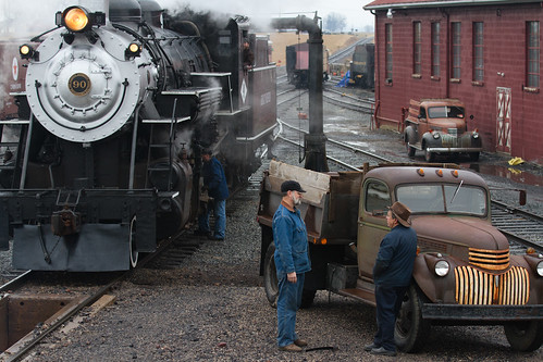 railroad train pickuptruck steam restored steamtrain strasburgrr 1941chevy petelerro