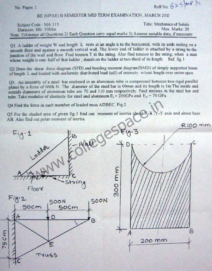 NSIT Question Papers 2012 – 2 Semester - Mid Sem - MA-115