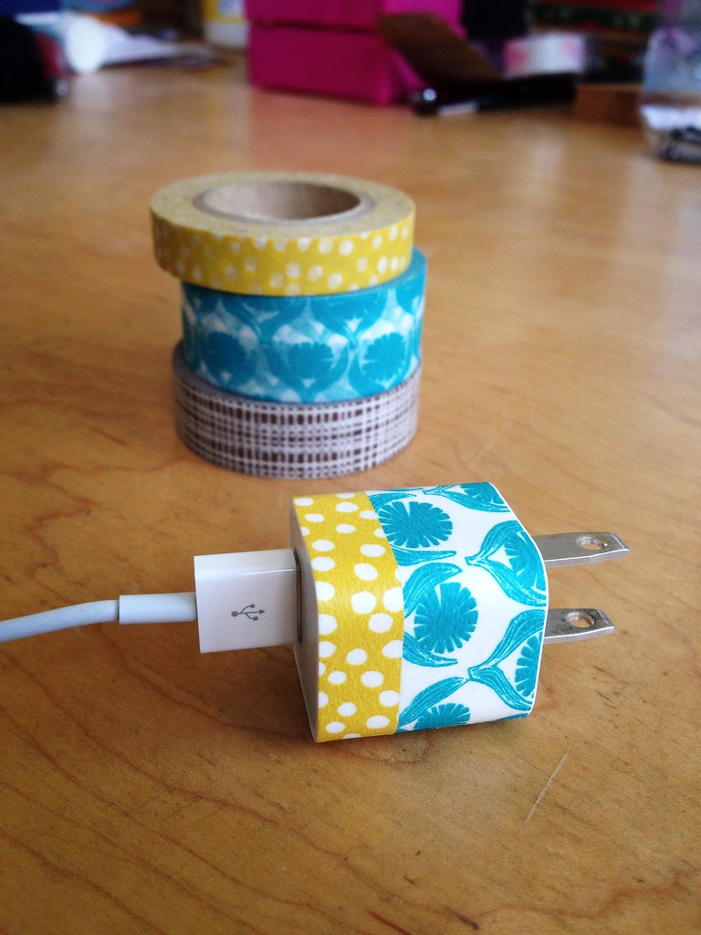 DIY Washi Tape Apple Charger