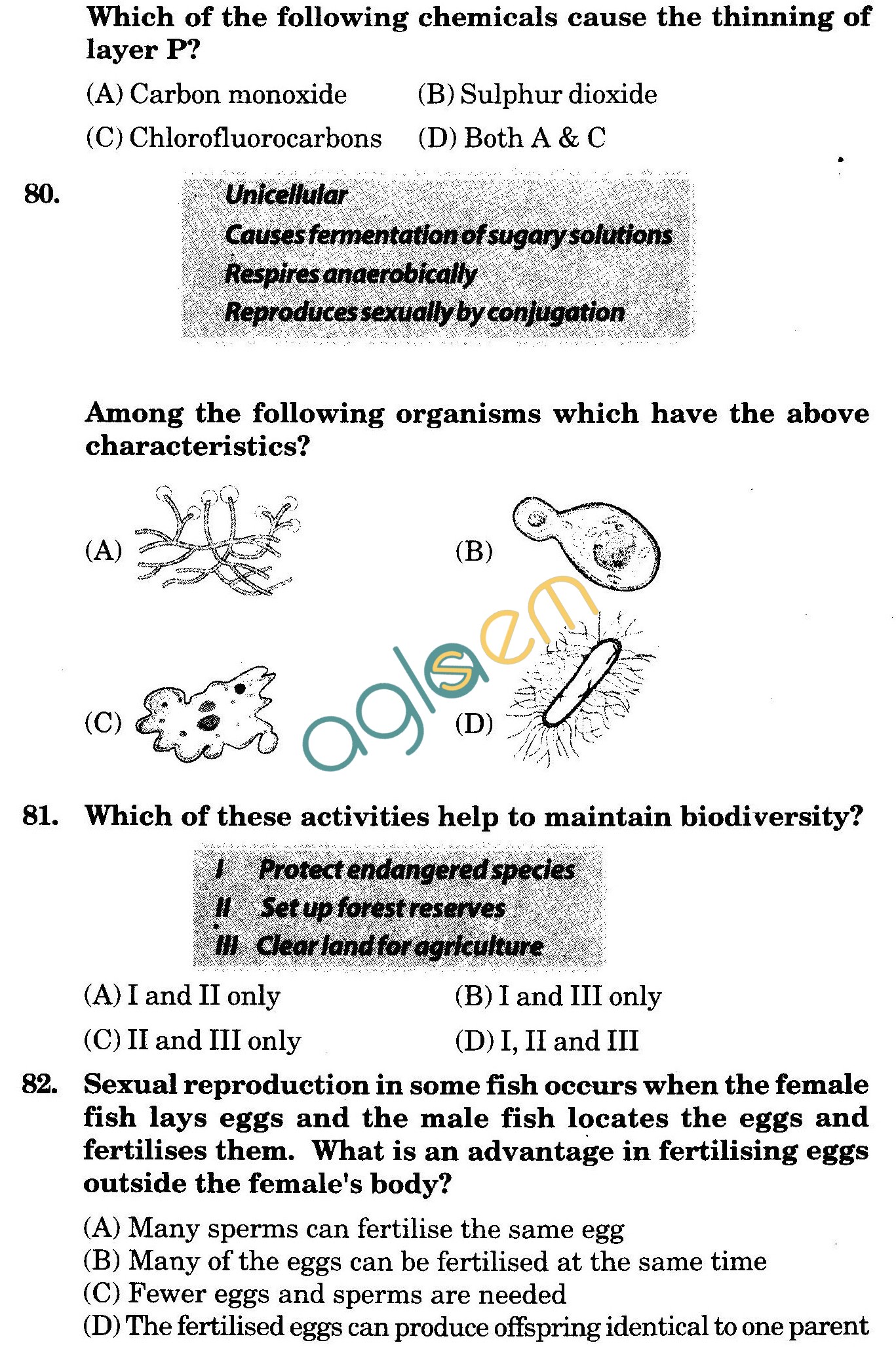 NSTSE 2009 Class VIII Question Paper with Answers - Biology