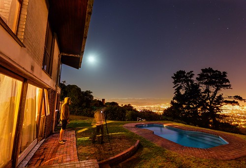 pool night long exposure vibrant capetown moonrise hdr