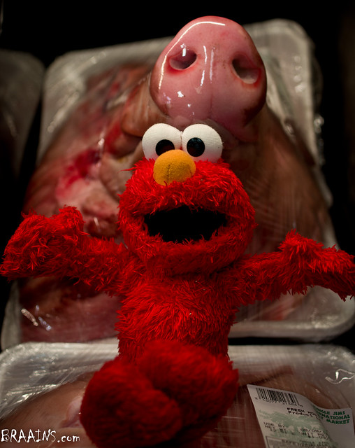 Elmo visits his favorite butcher!!