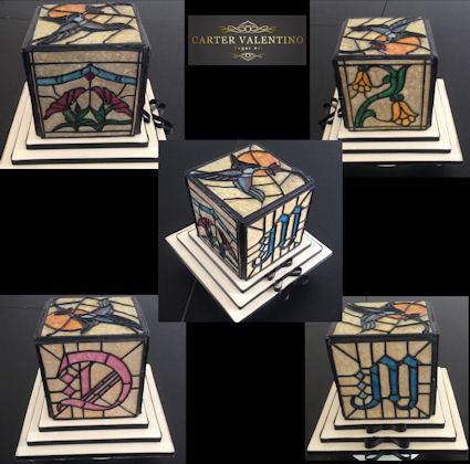 Fondant Stained Glass Wedding Cake by Maria & Donna of Carter Valentino Ltd