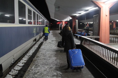 Leaving the train at Brasov station