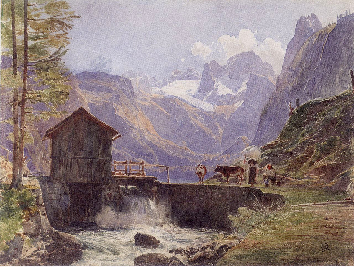 The Dachstein from Vorderer Gosausee by Rudolf von Alt, 1838