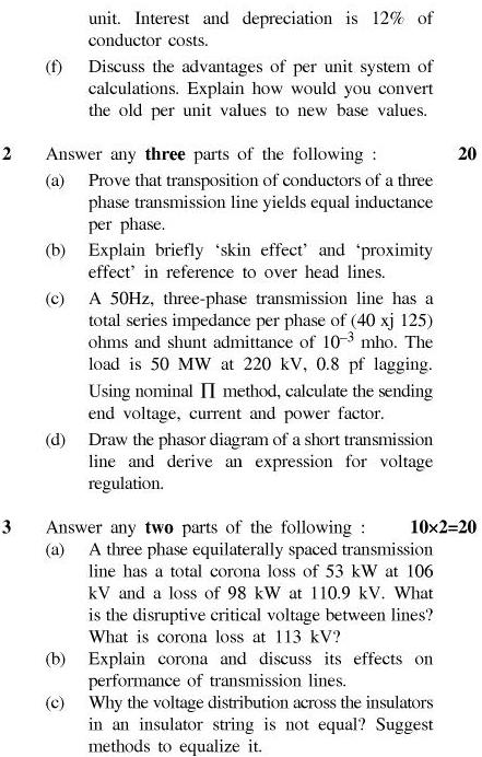 UPTU B.Tech Question Papers - EE-602-Elements of Power System