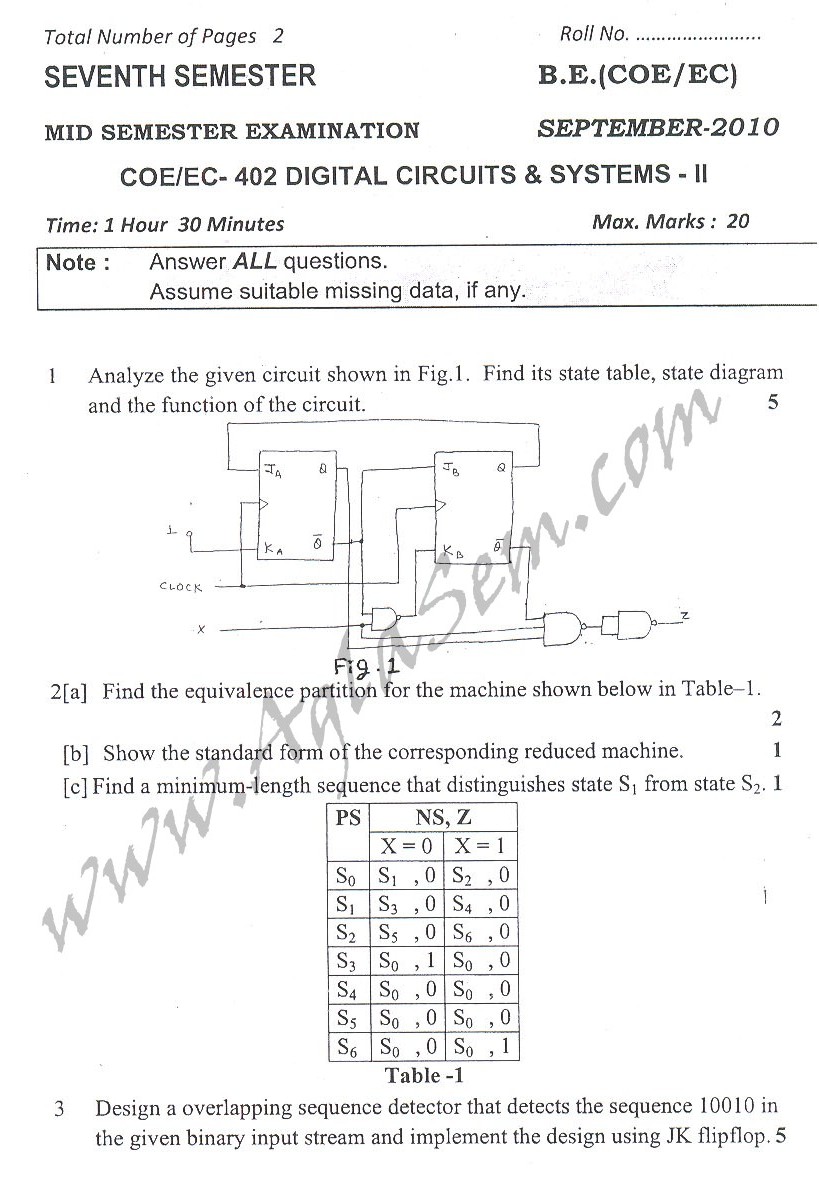DTU Question Papers 2010  7 Semester - Mid Sem -  EC-402