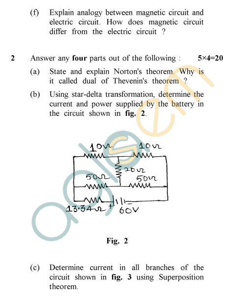 UPTU B.Tech Question Papers -TEE-101/201- Special Carryover Examination, 2006-2007 Electrical Engineering