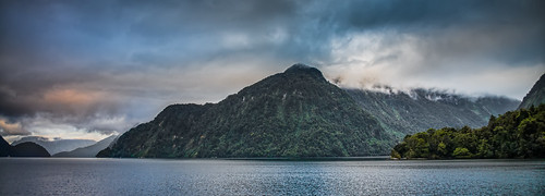 trees newzealand mountains clouds sunrise southisland fiord southland doubtfulsound
