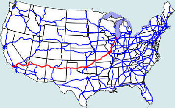 Mapa de la ruta 66