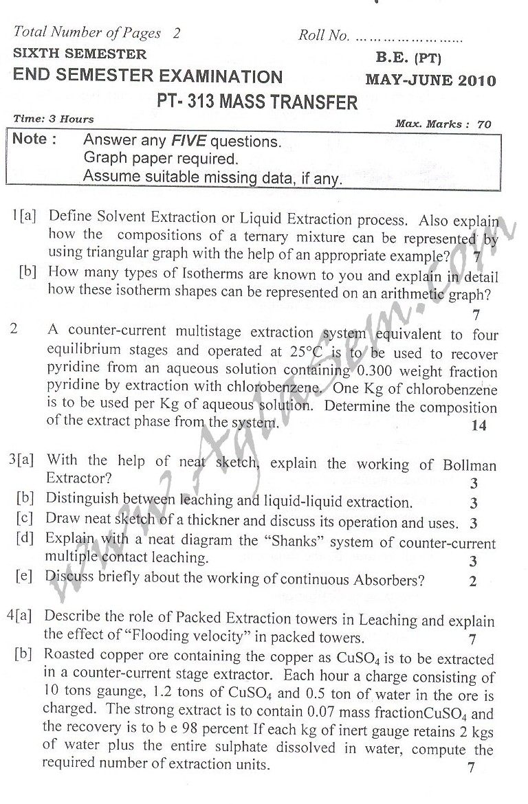 DTU Question Papers 2010 – 6 Semester - End Sem - PT-313