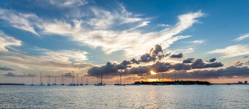 sunset clouds marina landscape boats florida miami keybiscayne satesh peaceinart