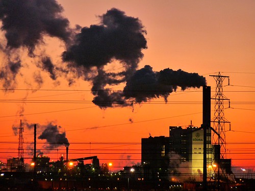 sunset red sky black industry sweden smoke panasonic powerlines varberg papermill dmcfz28 värö väröbruk