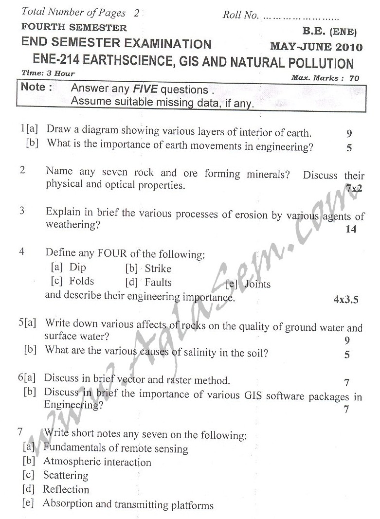 DTU Question Papers 2010 – 4 Semester - End Sem - ENE-214