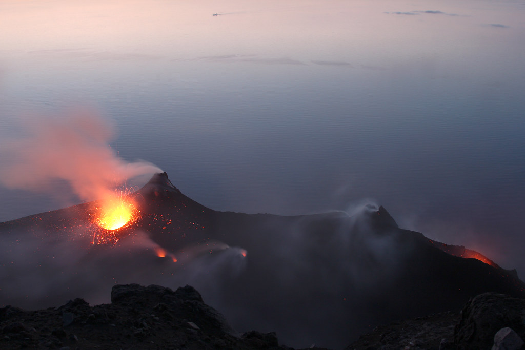 Stromboli, an active volcano in the Aeolian Islands, Sicily, Italy