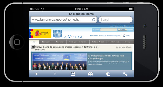 Captura de pantalla de la web del Gobierno de España