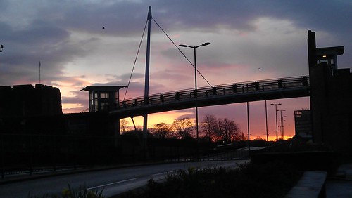 road bridge sky castle clouds sunrise golden purple millenniumbridge cumbria carlisle duelcarriageway castleway