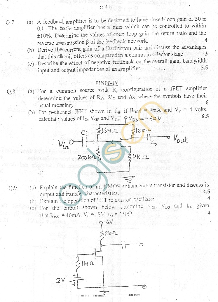 GGSIPU Question Papers Third Semester  End Term 2005  ETEC-207